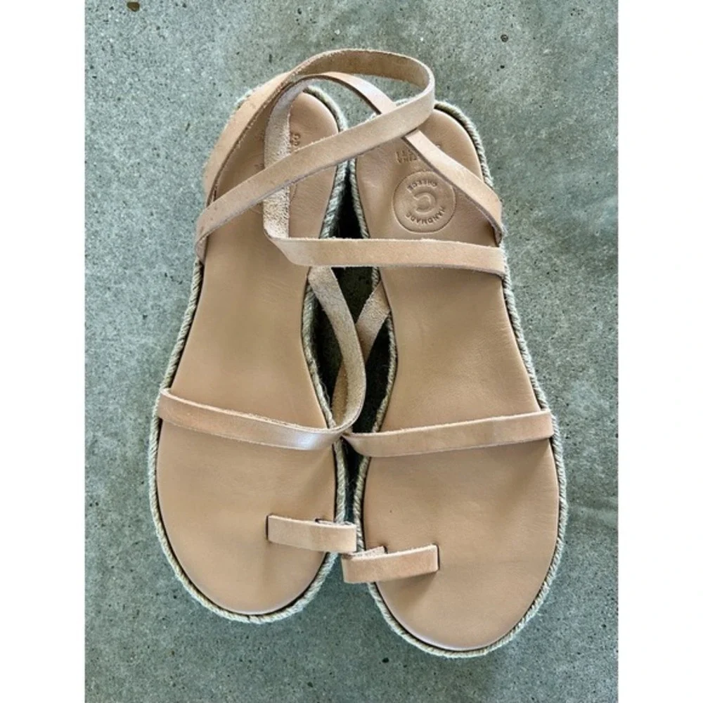 Christina Christi Greece Womens‎ Leather Espadrille Platform Sandals Size 40